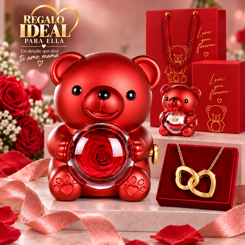 Oso Amoroso con Rosa Eterna