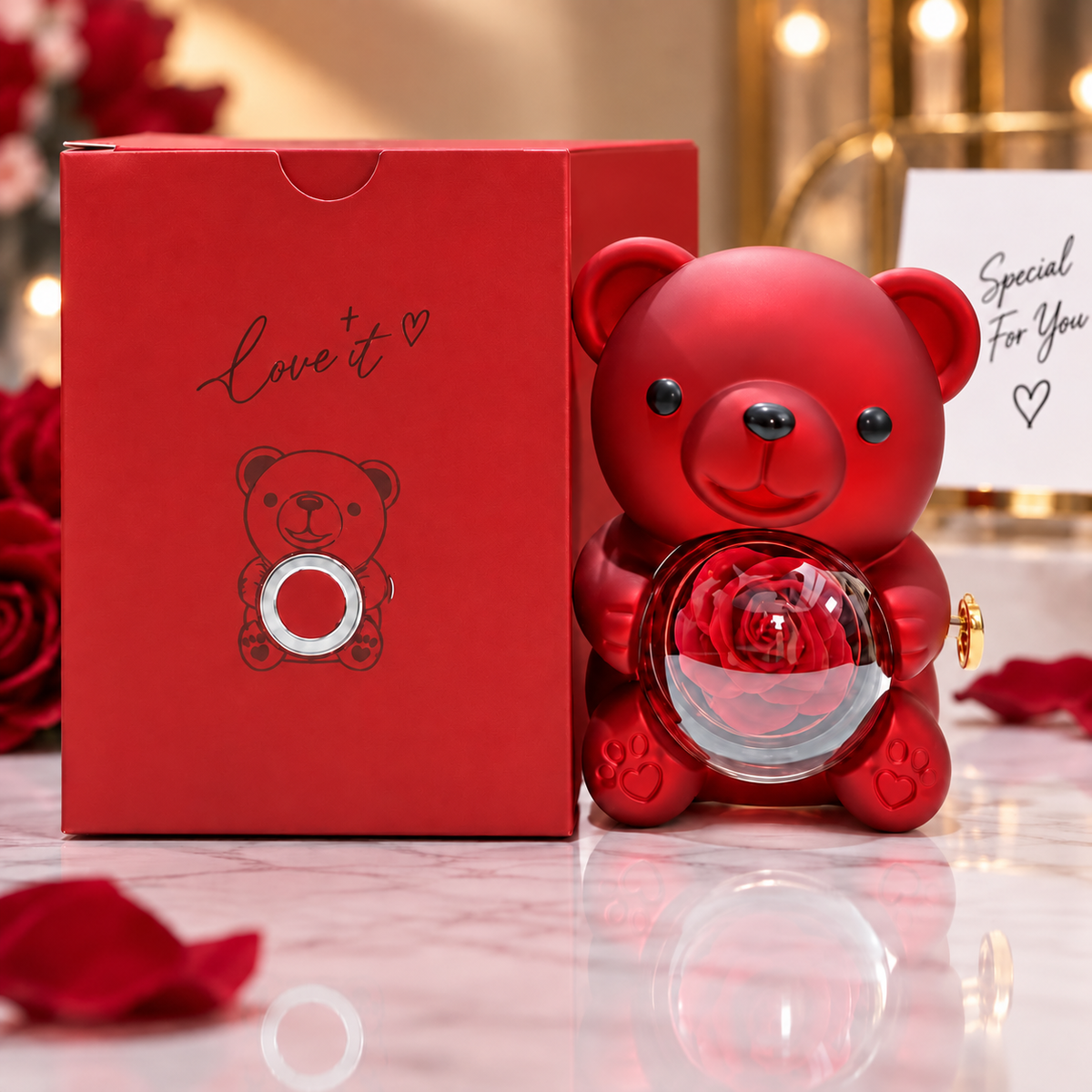 Oso Amoroso con Rosa Eterna